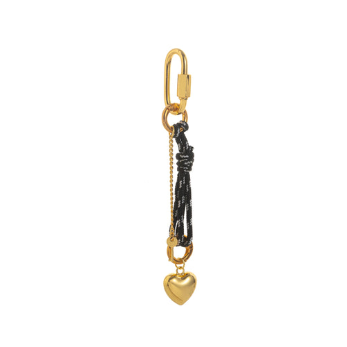 Charm cœur doré cordon noir – LIORA PARIS
